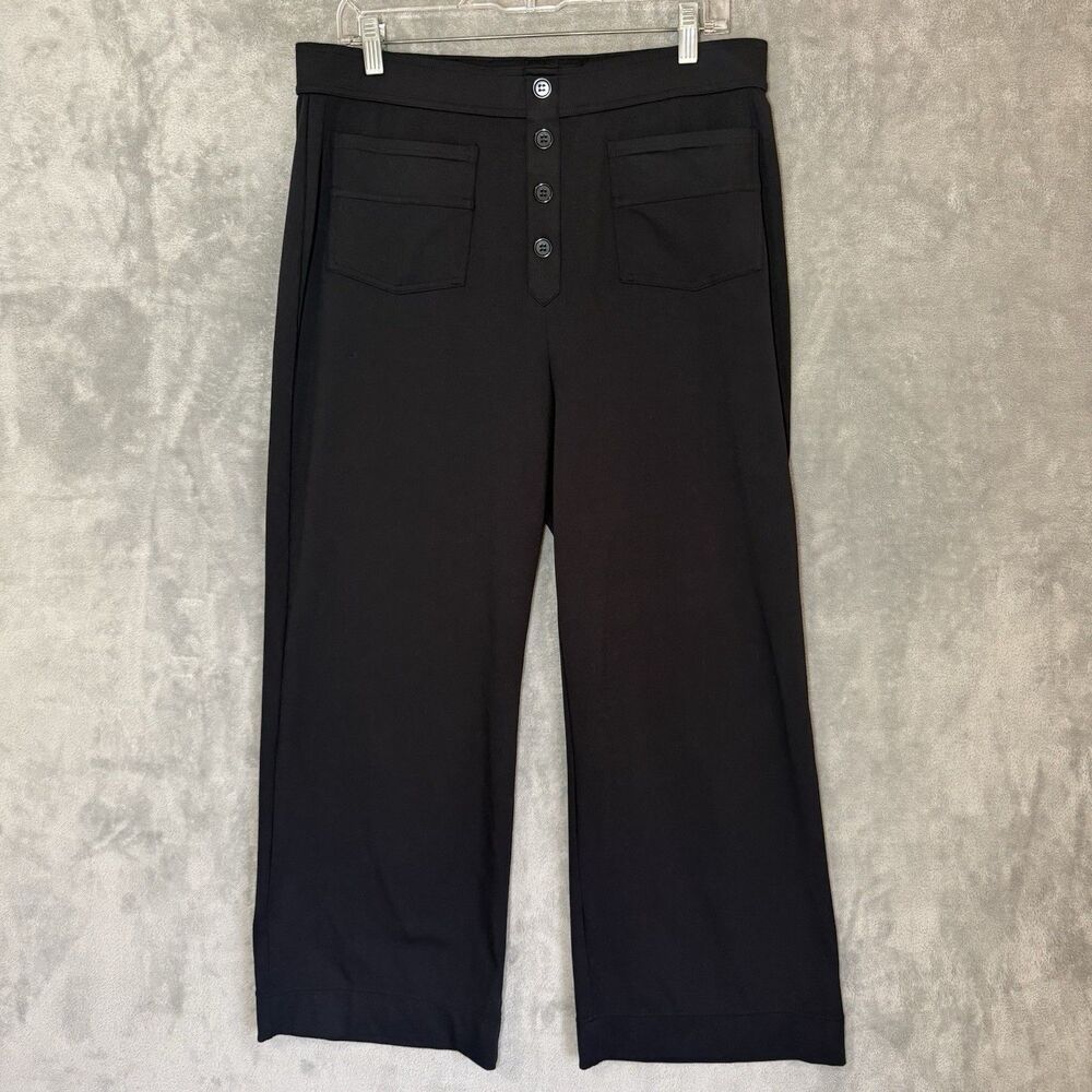 Halara Pull On Pants Black Front Button Placket Petite XL Athleisure Stretch